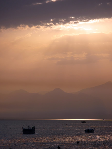 Beautiful sunset over mediterranean sea in antalya photo