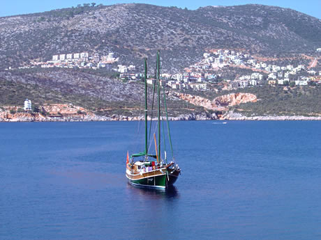 Boat in kalkan bay photo