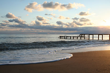 Sunrise on mediterranean sea in antalya photo
